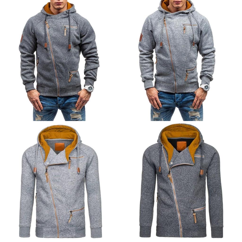 Stylish Men's Casual Solid Color Long Sleeve Zipper Hoodie Sweatshirt For Fall
