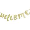 Welcome Gold Glitter Hanging Sign Banner- First Day of School, Classroom, Wedding, House, Home Decor (Gold)