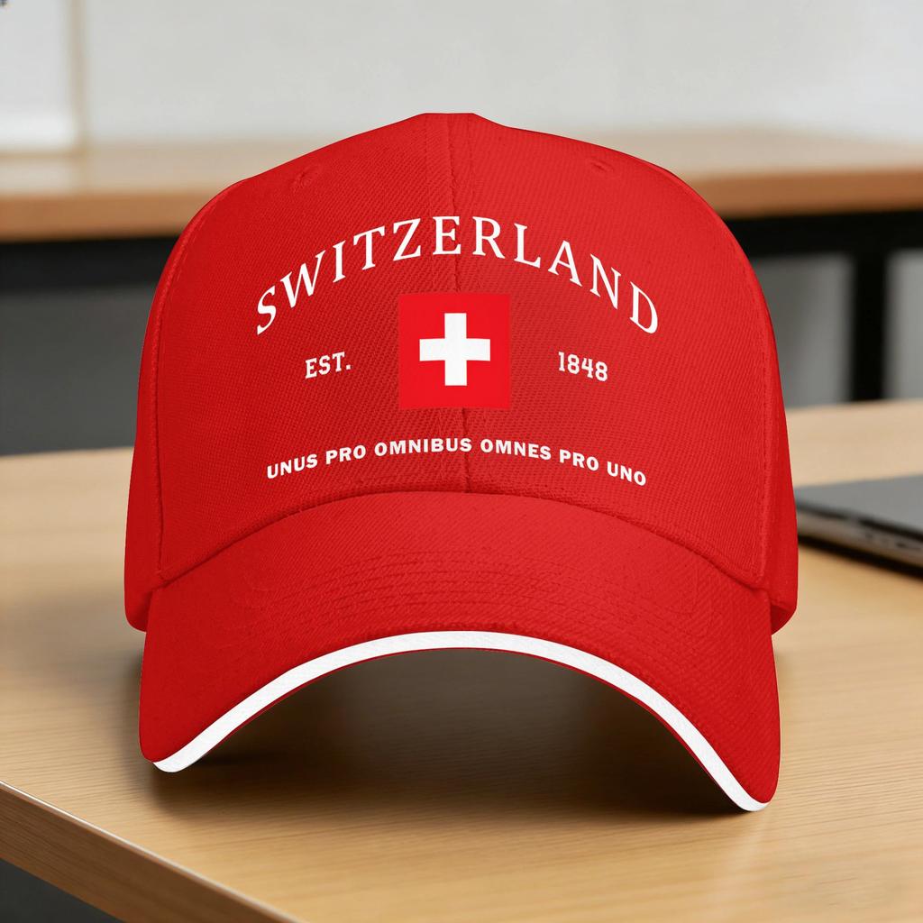 Swiss Switzerland Flag Baseball Cap Fitted Retro Women Unisex Trucker Hat Sun Visor Print Tennis Skate Snapback Cap Gift Idea