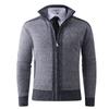 2025 Men's Solid Color Knit Zipper Cardigan - Thick Plus Velvet Coat for Autumn & Winter