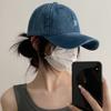 Korean R Letter Embroidered Denim Baseball Cap Widebrim Adjustable Hat Summer