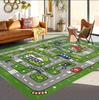 Interaktive Stadt-Autobahn-Spielmatte für Kinder, rutschfest, pädagogischer Autobahnteppich, Krabbelmatte für Spielzimmer, Wohnzimmer & Schlafzimmer, Grün