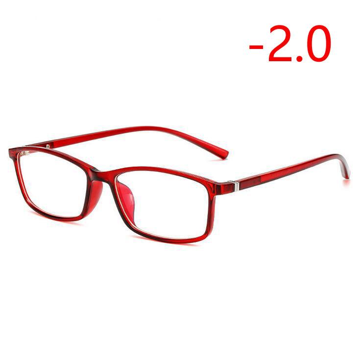 TR90 Square Myopia Glasses -1 0 To -6 0 Prescription Eyewear Unisex Blue Red Transparent Black Frame Lightweight Durable