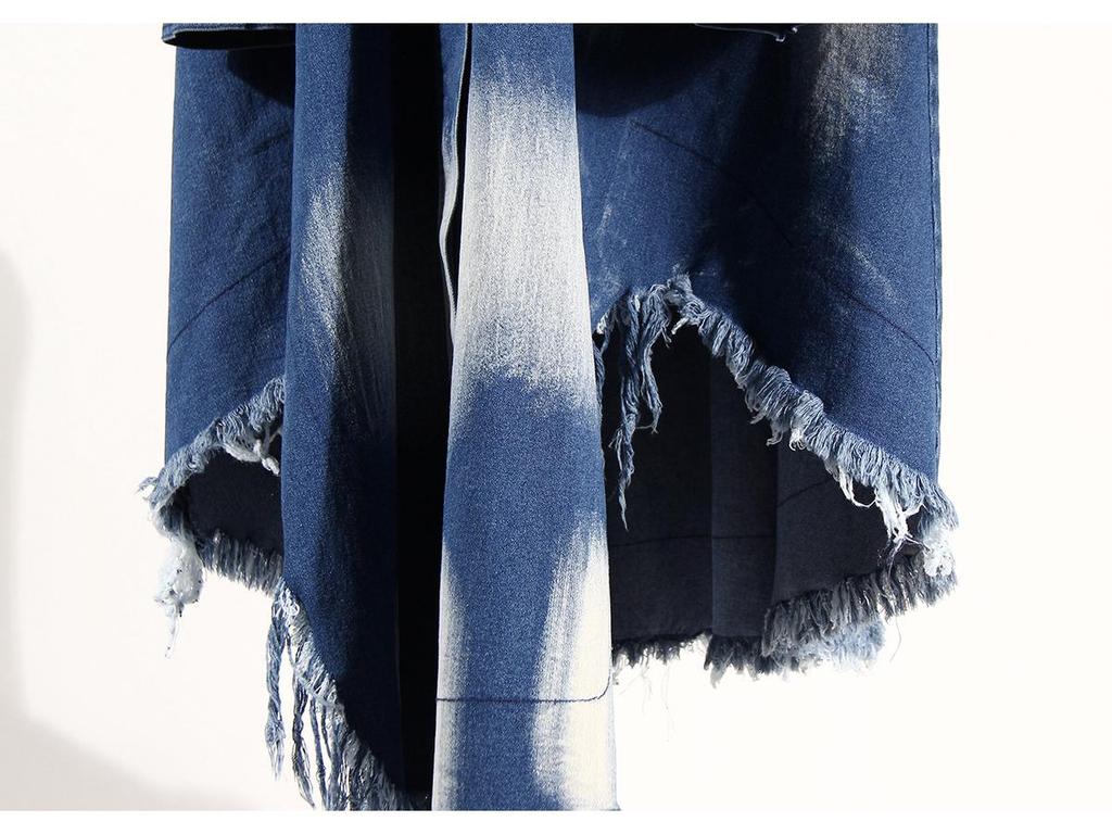 2024 Summer Tie-Dye Fringed Hem Tie-Waist Long Skirt for Women