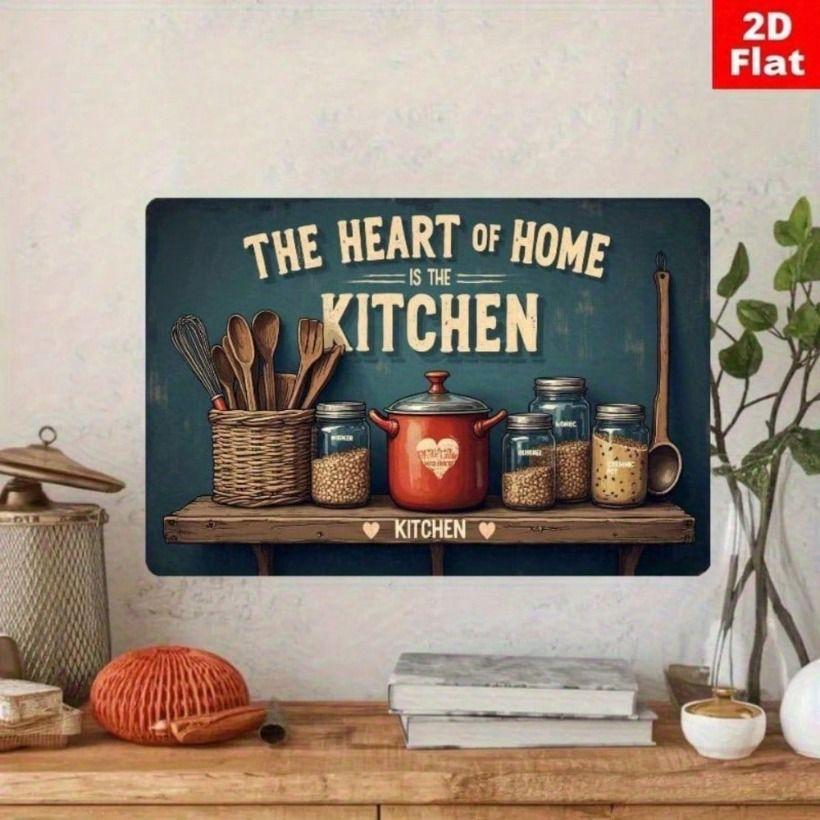 

Vintage Metal Poster Heart of Home Rusty Kitchen Wall Decor 20x30 cm