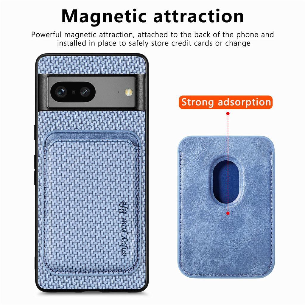For Google Pixel 7a 5G Carbon Fiber Texture Drop-proof Case Detachable Magnetic Card Holder PC+TPU+PU Leather Protective Cover