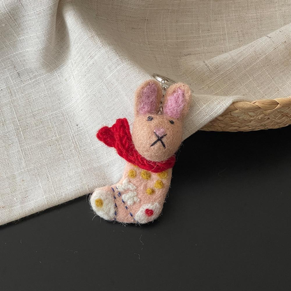 Dog Wool Felt Animal Pendant Bird Cartoon Keychain Cute Rabbit Keyring  Couple