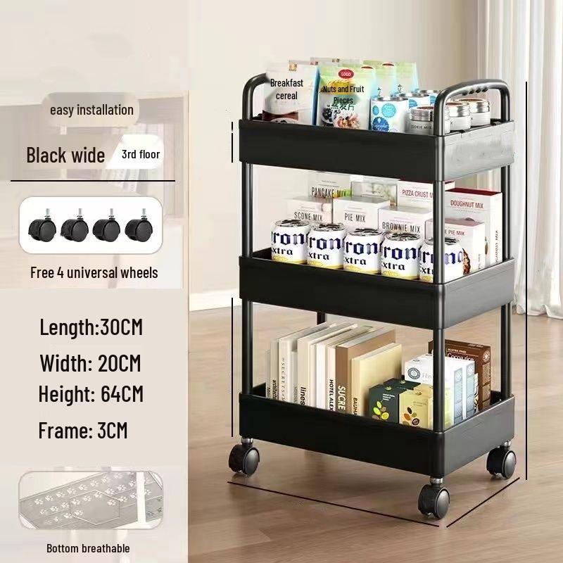 Multi-Layer Mobile Storage Rack for Bathroom, Kitchen, or Bedroom - Floor-Standing Trolley Shelf