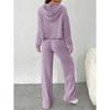 Casual Knitted Long Sleeved Set Women's Hooded Sweatshirt, Loose Pants Two-piece Set