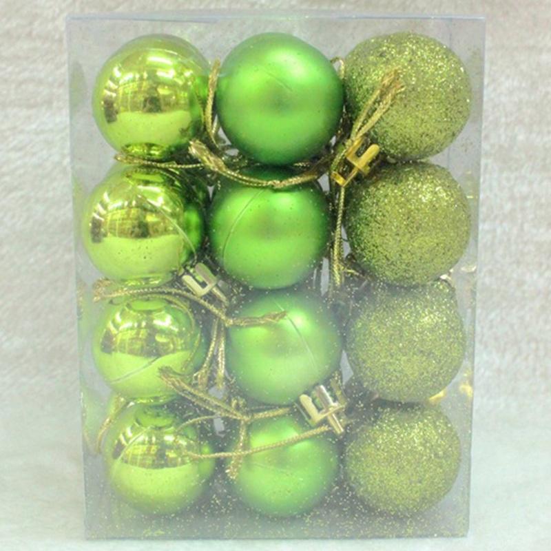 

Набор шариков для рождественского декора. 24 шт зелёный