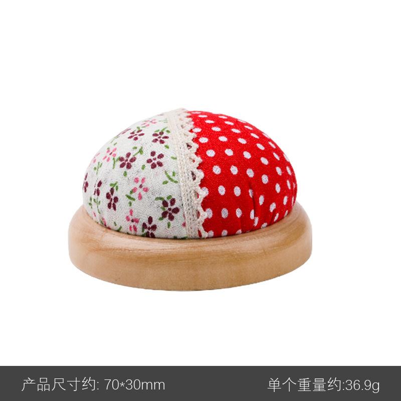 Rural Style Wooden Base Round Cute Cushions Pincushions Pin Cushion Pincushion Holder Needle Holders Pin Holders for DIY Craft