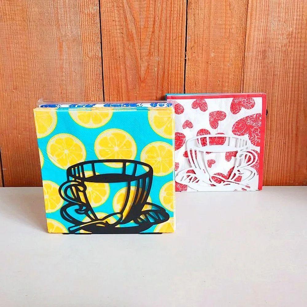 Metal Paper Towel Storage Coffee Cup Shape Standing Napkin Dispenser  Table