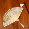 1Pc Bamboo Fans Dance Silk Folding Fan Vintage Home Decorations Chinese Art Crafts With Tassels Party Gift Hand Fan Photo Props