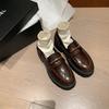 Niche light luxury women's shoes platform letter loafers women's autumn and winter 2025 new thick high-heeled inner British style small leather shoes