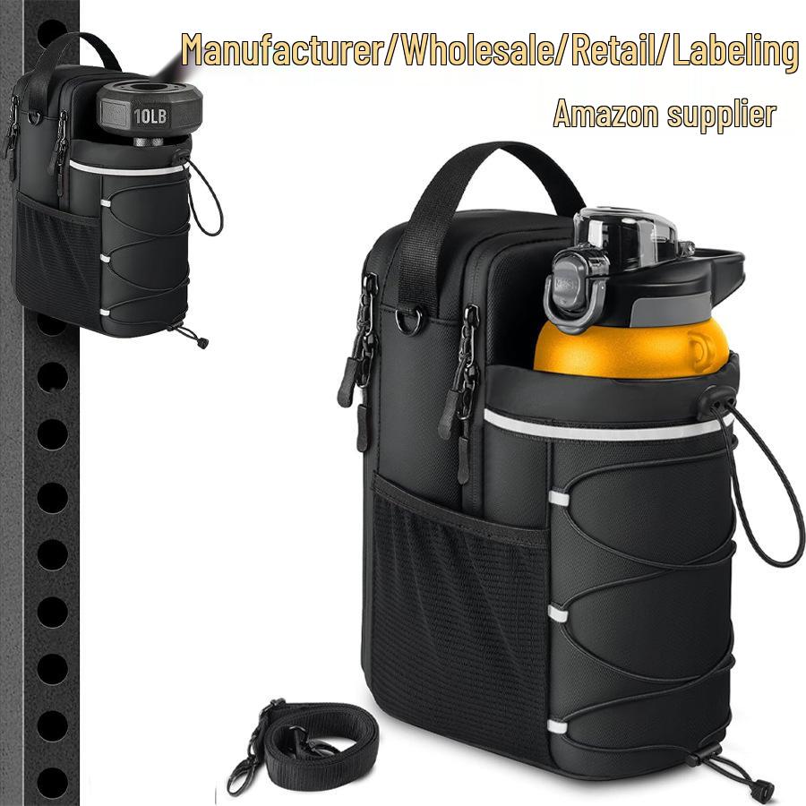 Strong Magnetic Fitness Water Bottle & Storage Crossbody Bag - Large Capacity for Gym Essentials