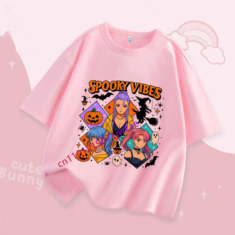 Dětské Hallowmas Oblečení s krátkým rukávem Dárek KPop Tričko Lovci démonů pro děti Kreslené tričko Top Bílé Kulatý výstřih Oblečení