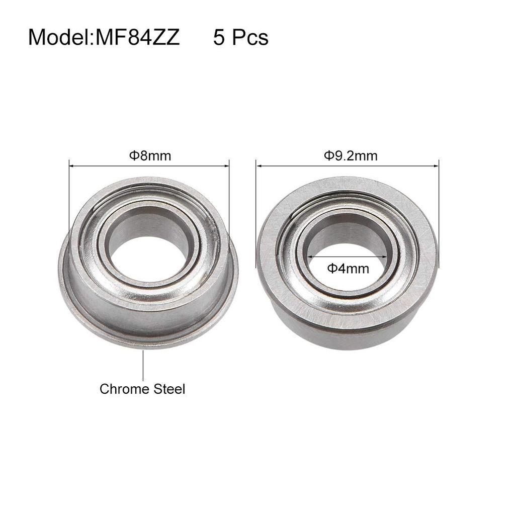 uxcell Flanged Ball Bearings Shield Chrome Steel Bearings MF84ZZ 4x8x3 mm 5pcs