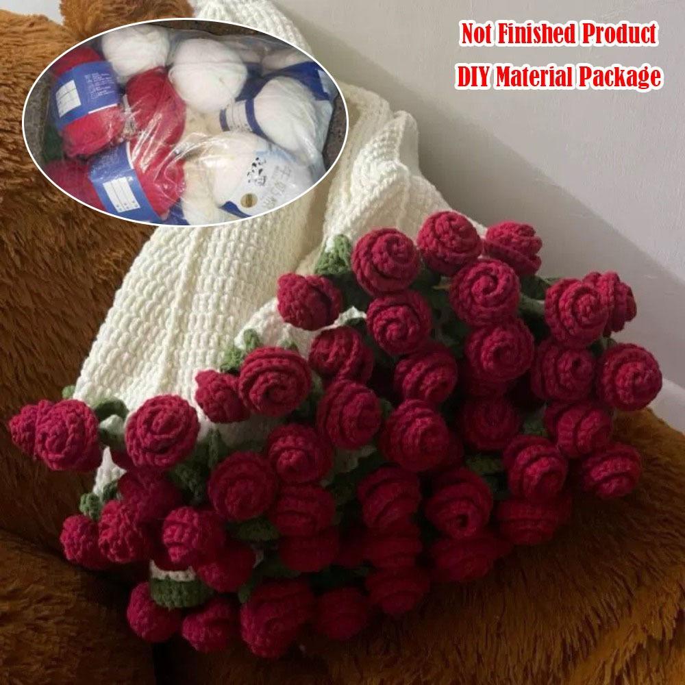 Gör-det-själv Rosbukettfiltar 110 cm Handstickad Filt Materialpaket Liljekonvaljfilt Gåva Ej Färdig Produkt