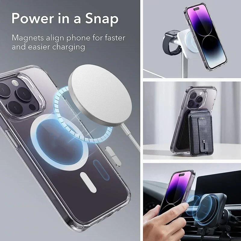 Clear al Case For For For Iphone 15 14 13 12 11 Pro Xs Max XR Plus SE2 Magnetic Wireless Charging Hard Acrylic Cover