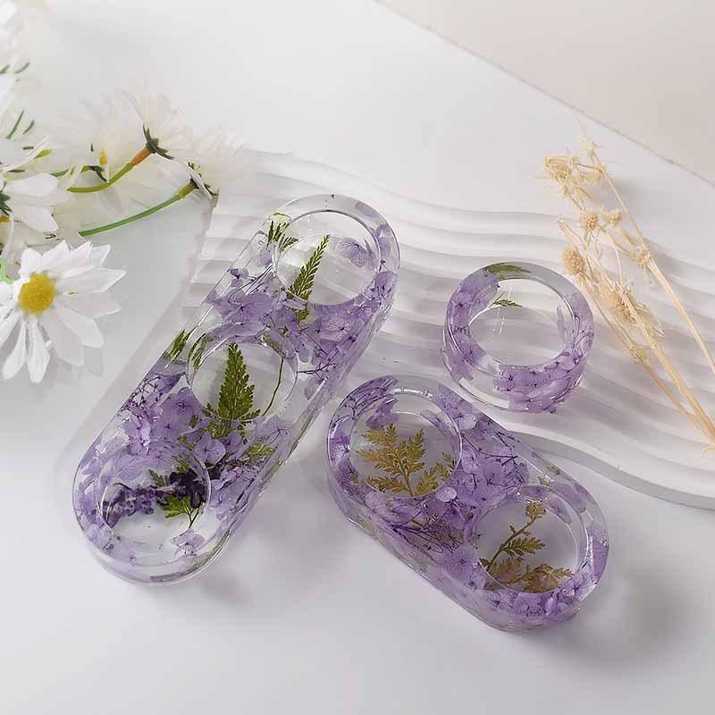 1hole/2holes/3holes Round Candle Holder Silicone Mold Cement Candlestick Mould DIY Plaster Epoxy Resin Handicraft Molds Home Dinner Decor