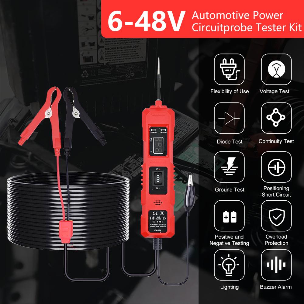 Sonda de Potência Digital Automotiva 6-48V Testador Elétrico de Circuito Dispositivo Sistema