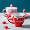 Kreative schöne Erdbeere Becher Keramik Wasser Tasse Kaffee Tasse Milch Tasse Becher Nachmittagstee große Kapazität Wasser Tasse