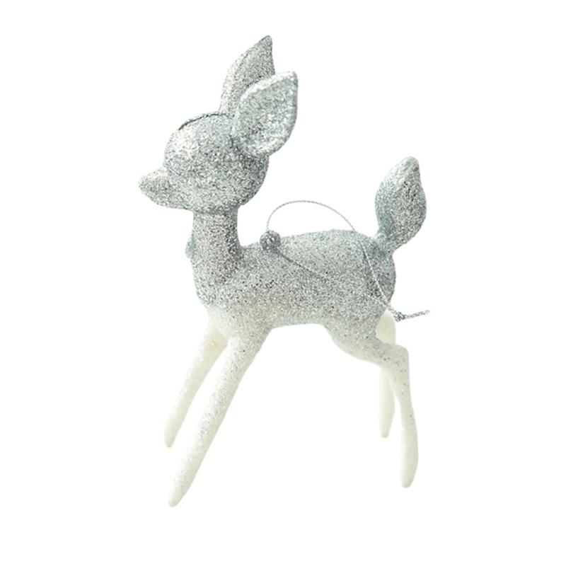 Shimmering Deer Christmas Tree Decoration, Plastic Ornament with Integrated Hanging Loop for a Bright Seasonal Accent