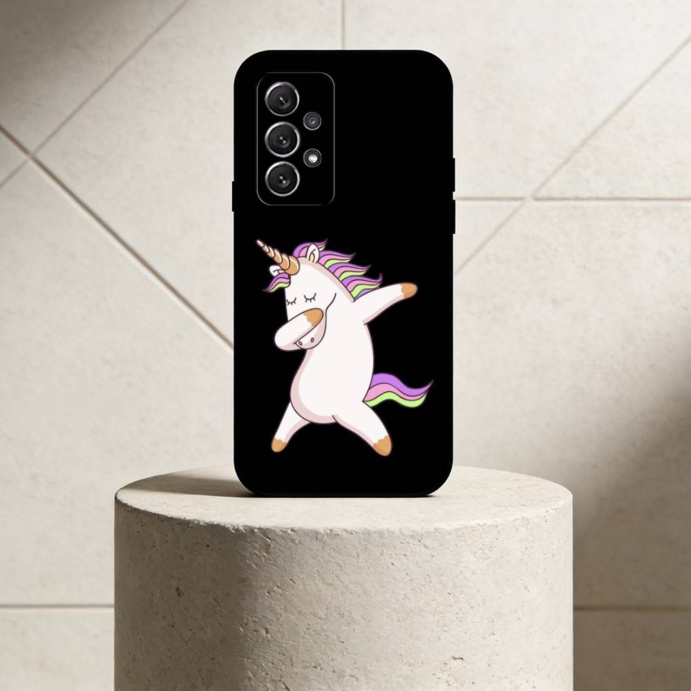Q V-version Unicorn Phone Case For Samsung S25,24,21,22,23,30,Ultra,20,Plus,Fe,Lite,Note Soft Black Cover