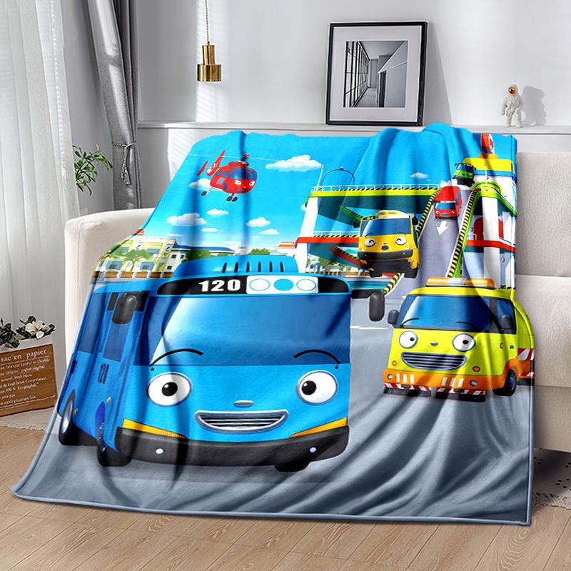 1 pezzo Coperta Tayo il Piccolo Autobus Design Stampato, Coperta Leggera per Divano, Letto - Morbida e Calda, Regalo per Tutte le Stagioni come Natale, Halloween
