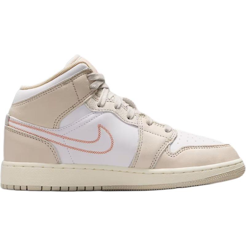 Air Jordan 1 SE leather GS mid-top sneakers light brown/white unisex HQ5879-100