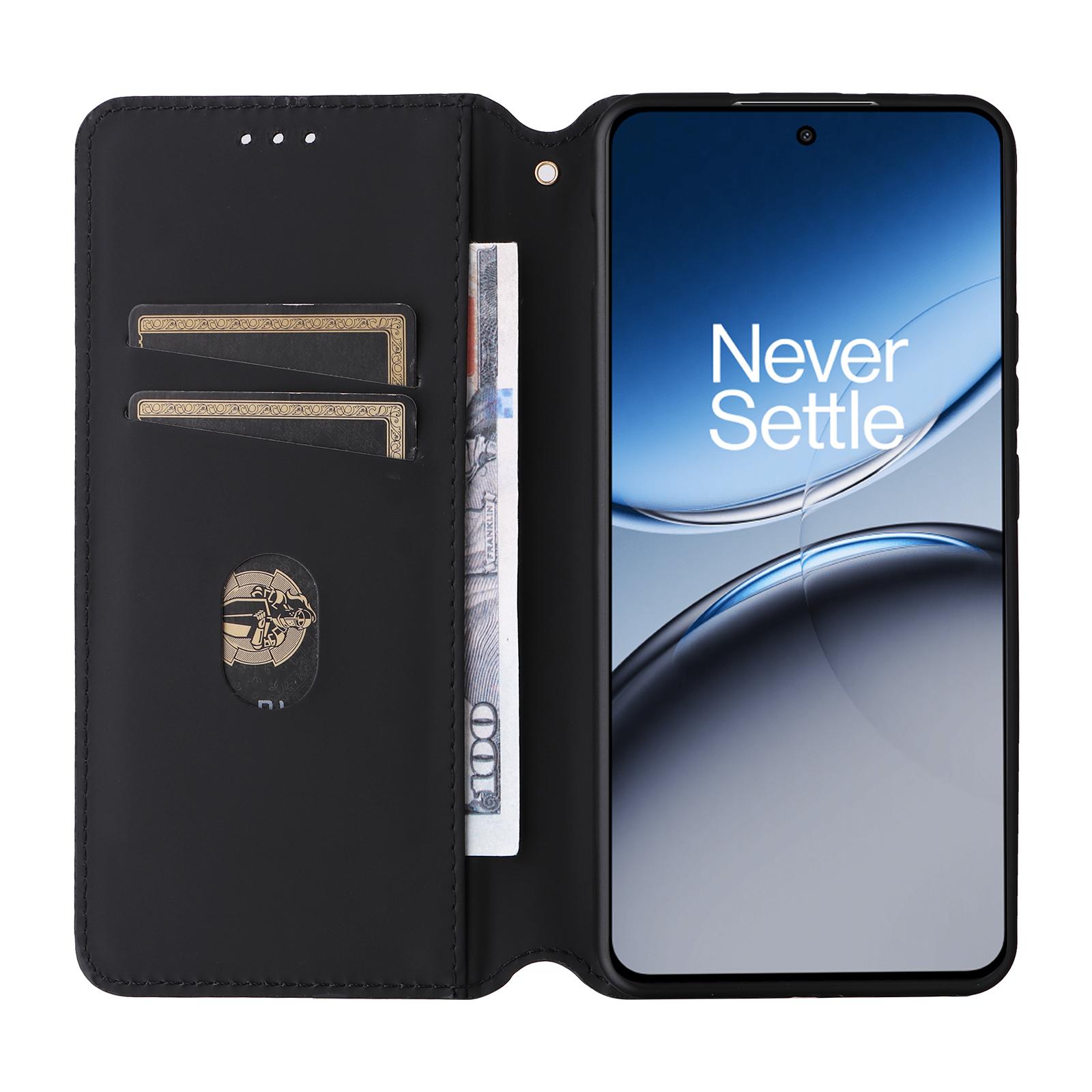 

For OnePlus Nord 4 Wallet Case Rhombus Imprinted Leather Phone Cover Black
