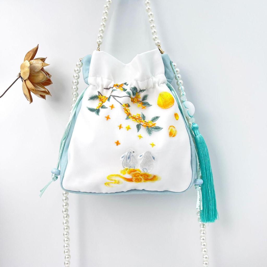 Suzhou Pearl Embroidery Hanfu Crossbody Bag - National Style, Versatile, Large Capacity Women's Handbag