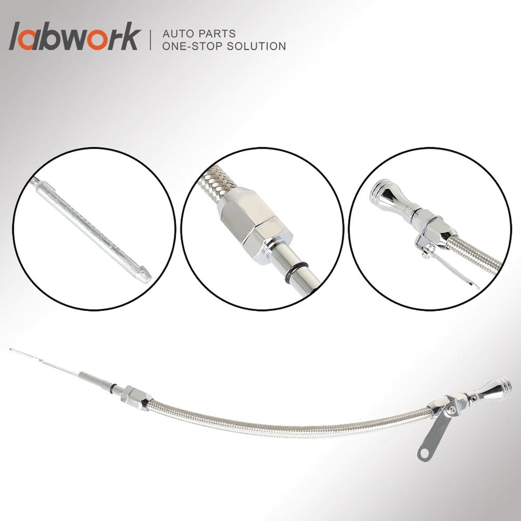 Labwork Flexible Stainless Oil Dipstick Replacement For LSX LS1 LS2 LS6 4.8L 5.7L 6.0L 6.2L Engines