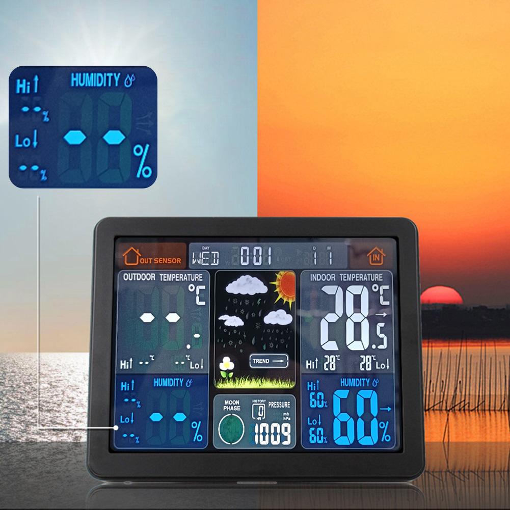 Weather Station Alarm Clock Wireless Thermometer Digital Alarm Clock with Outdoor Sensor Temperature/Humidity for Bedroom Office