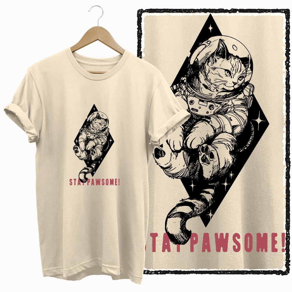 COOLMIND 100% cotton BEIGE cat print exclusive graphic women T shirt big size loose cotton cat lover women tshirt LOVELY cat tee
