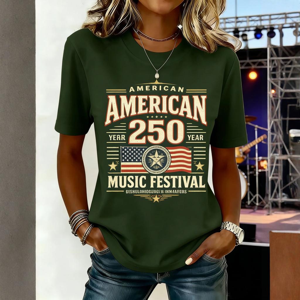 Women's Casual And Fashionable Short-sleeved Printed T-shirt Top