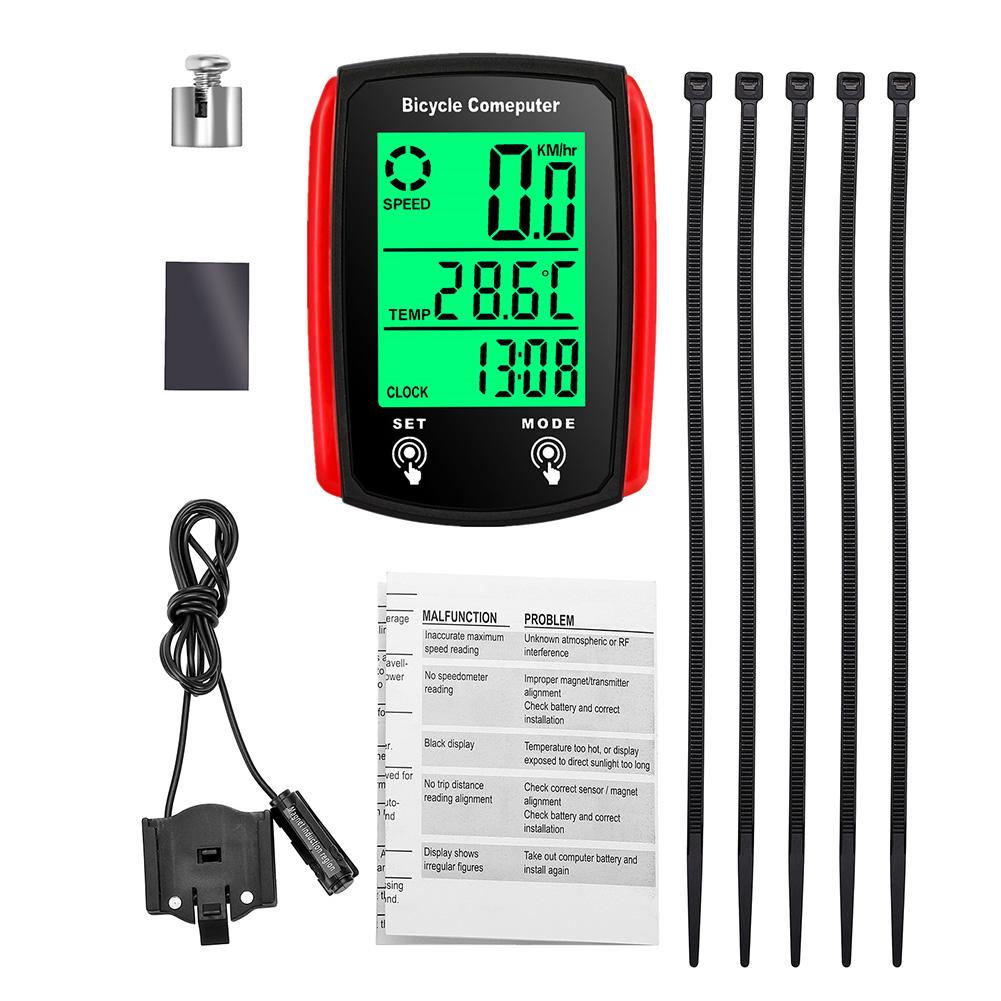 1Set Wired Bike Computer LED Digital Bicycle Speedometer Odometer Touchscreen Cycling Computer Waterproof with Backlight