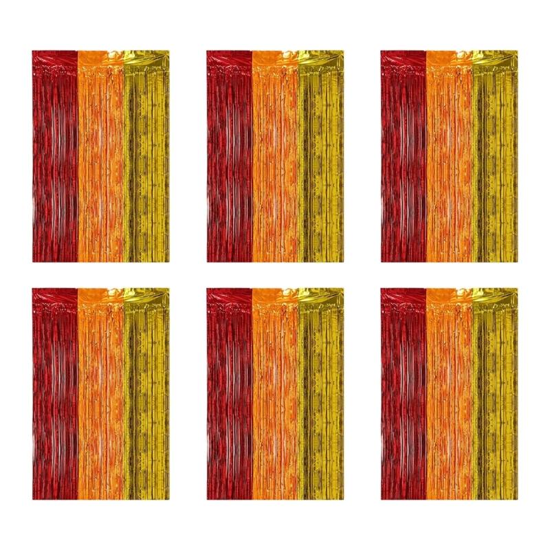 

6Pcs Rainbow Photo Backdrop Hanging Streamers For Festival Event And Celebration Foils Fringes Tinsel Curtains