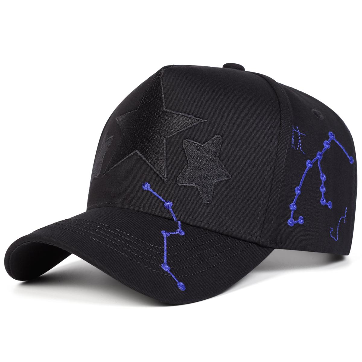 

Unisex Star Embroidery Baseball Caps Spring Autumn Outdoor Adjustable Casual Hats Sunscreen Hat Sports Cap чорний