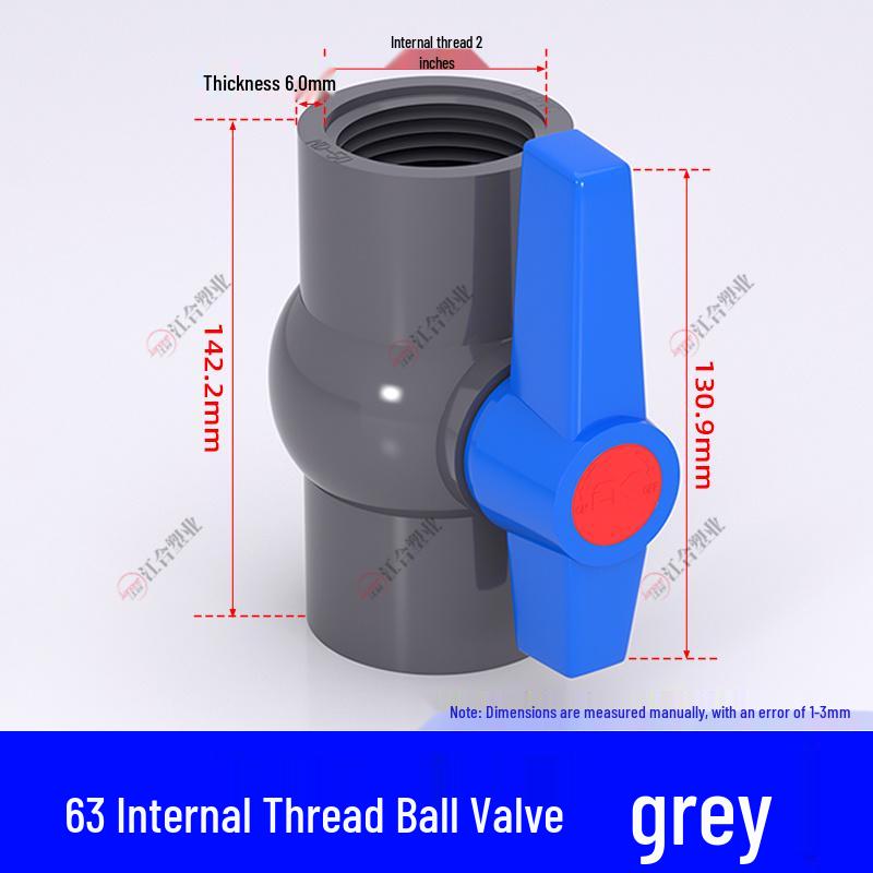 PVC Ball Valve for Water and Fish Tanks - 50mm Threaded Pipe Joint Valve Switch
