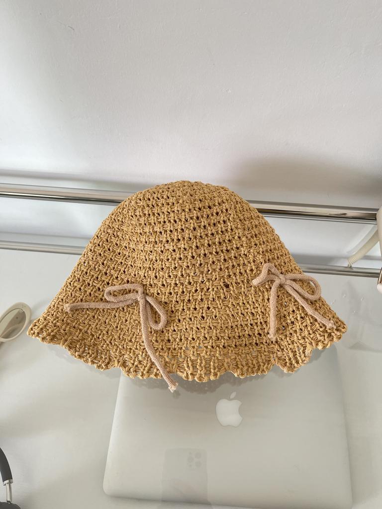 Color knitted hollow breathable bucket hat women's summer outdoor face small sunshade bucket hat women's basin hat