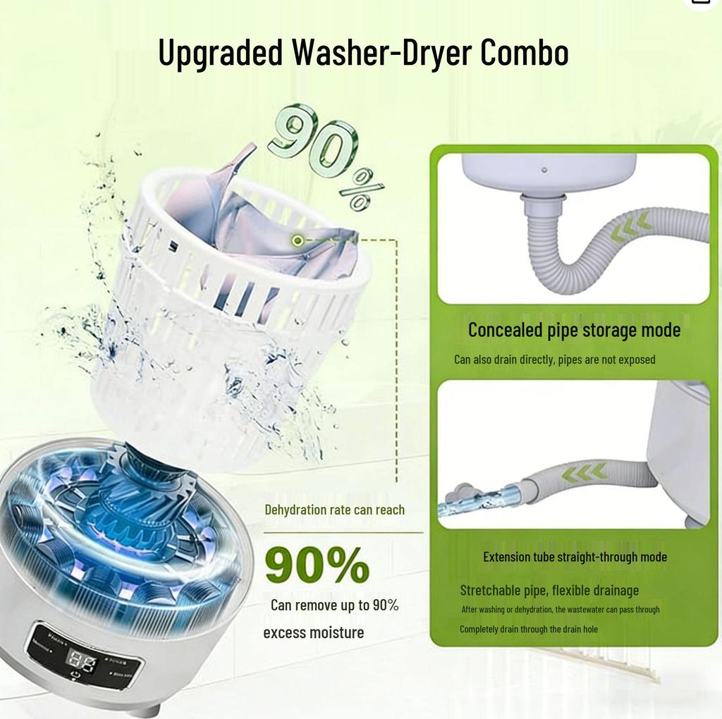 4L Portable Mini Washing Machine: Foldable, Rechargeable, Compact Washer for Underwear, Baby Clothes, Socks, and Dorm Laundry.