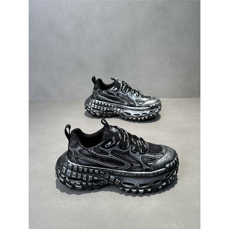 Retro Polished Dad Shoes New Comfortable Through Mesh Tire Sole Casual