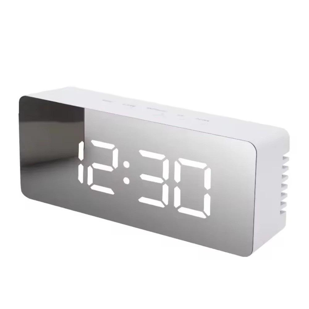 New White Digital Clock Night Light Display Time LED Mirror Table Clock Desk Clock USB Desktop Alarm Clock