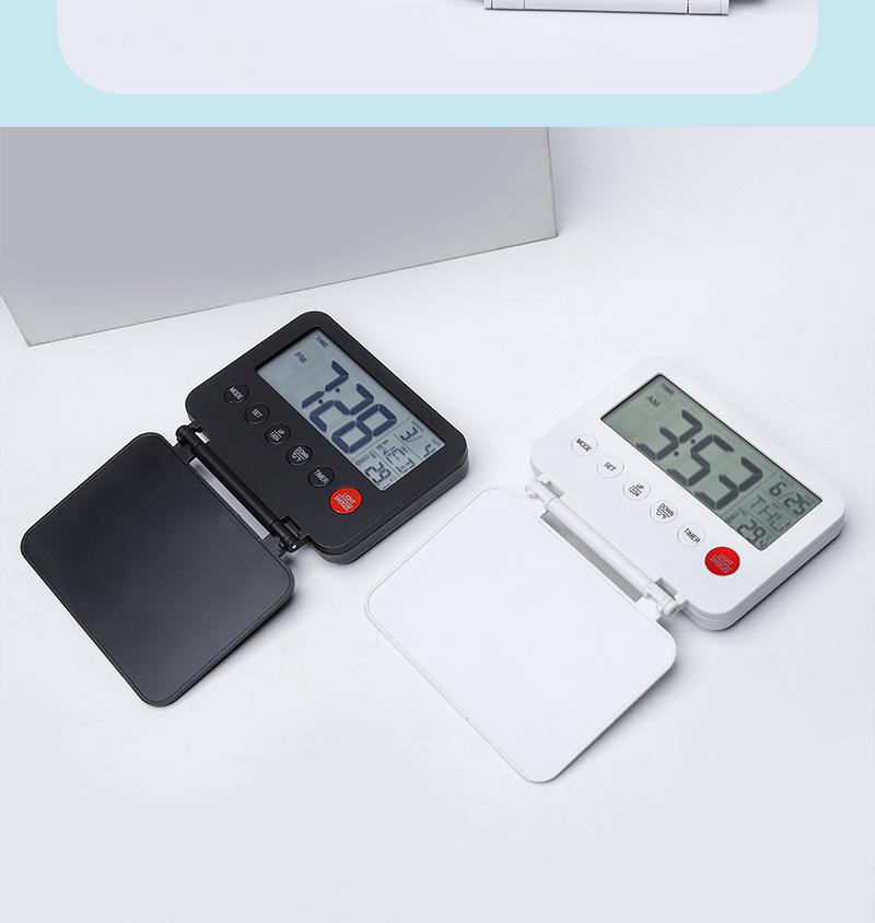 Ultra-Thin Multi-Functional Travel Alarm Clock with Light, Flip Design, Model 035