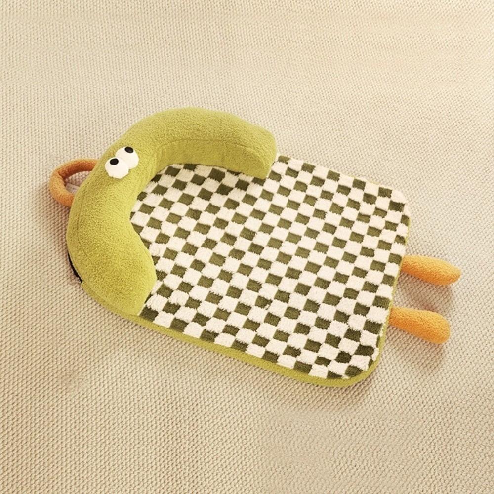 

Comfortable Warm Cat Sleeping Mat Pillow Design Non Slip Dog Sofa Bed Removable Checkered Dog Kennel Mat Indoor S зелёный