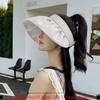 Pearl Empty Top Hat Tied Ponytail Windproof Hat Versatile Cycling Hat  Summer