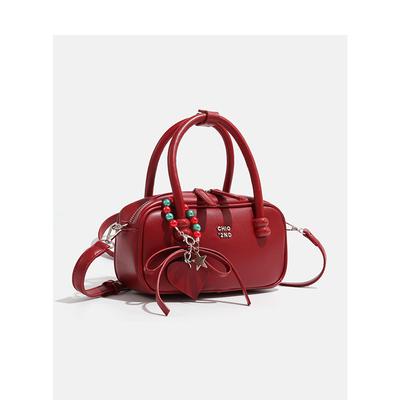 Heart Melody Pillow Bag Women's French Red Wedding Bag One Shoulder Crossbody Bag