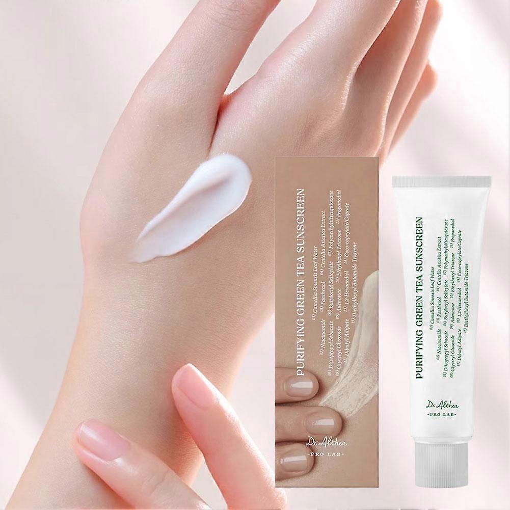 50ml Natürliche Grüntee-Sonnencreme Sanfter Schutz Hohe Effizienz Sonnenschutz Erfrischend Nicht Fettend Leicht Atmungsaktiv Unsichtbar