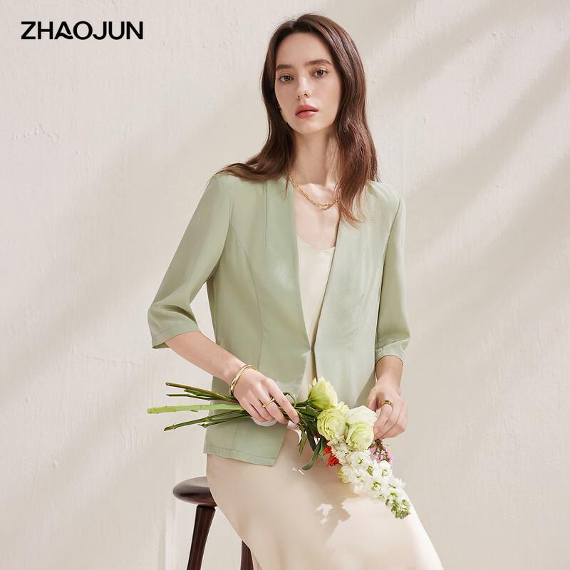 Zhaojun 2026 Spring Summer Mulberry Silk Blend One-Button Slim Blazer L